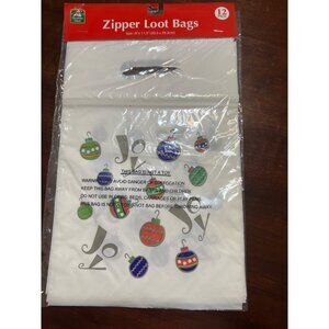 Christmas House Zipper Loot Bags Treat Bags 12 Pack 8" x 11.5" Ornaments NEW